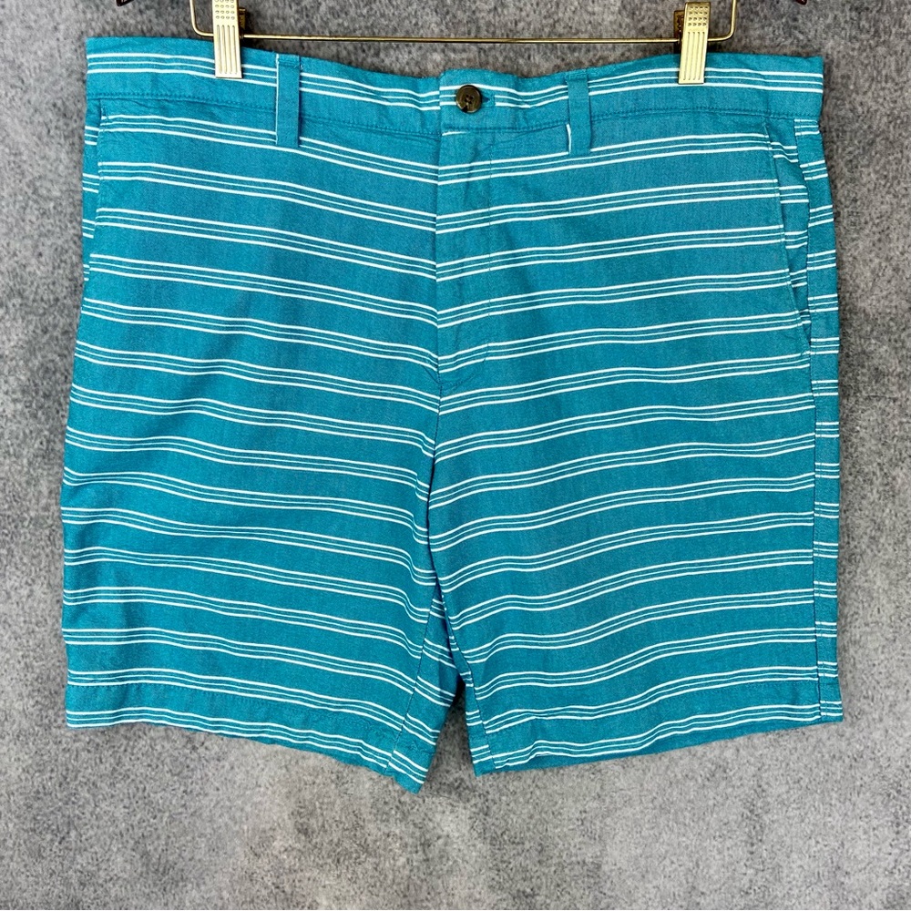 Banana Republic Mens Size 36 Teal White Stripe Deck Shorts Stripes